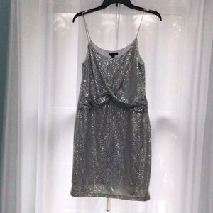 Wish Silver Glitter Mini Dress